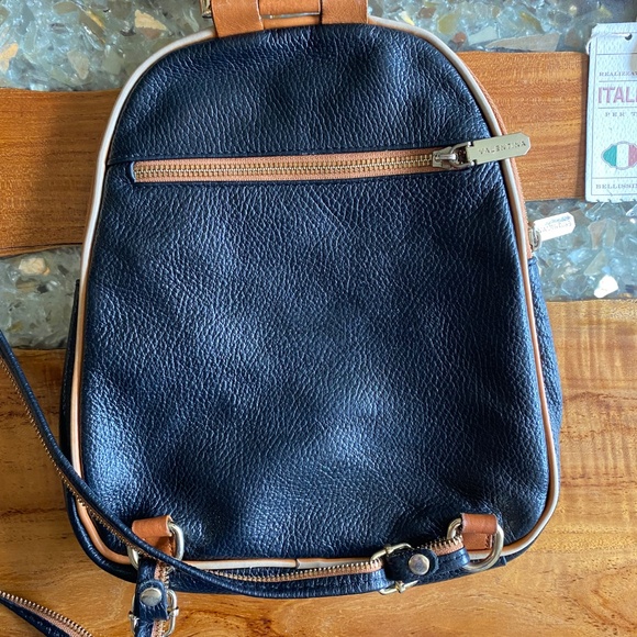 Valentina Genuine Pebbled Italian Sling Backpack/Shoulder Bag - Picture 6 of 9